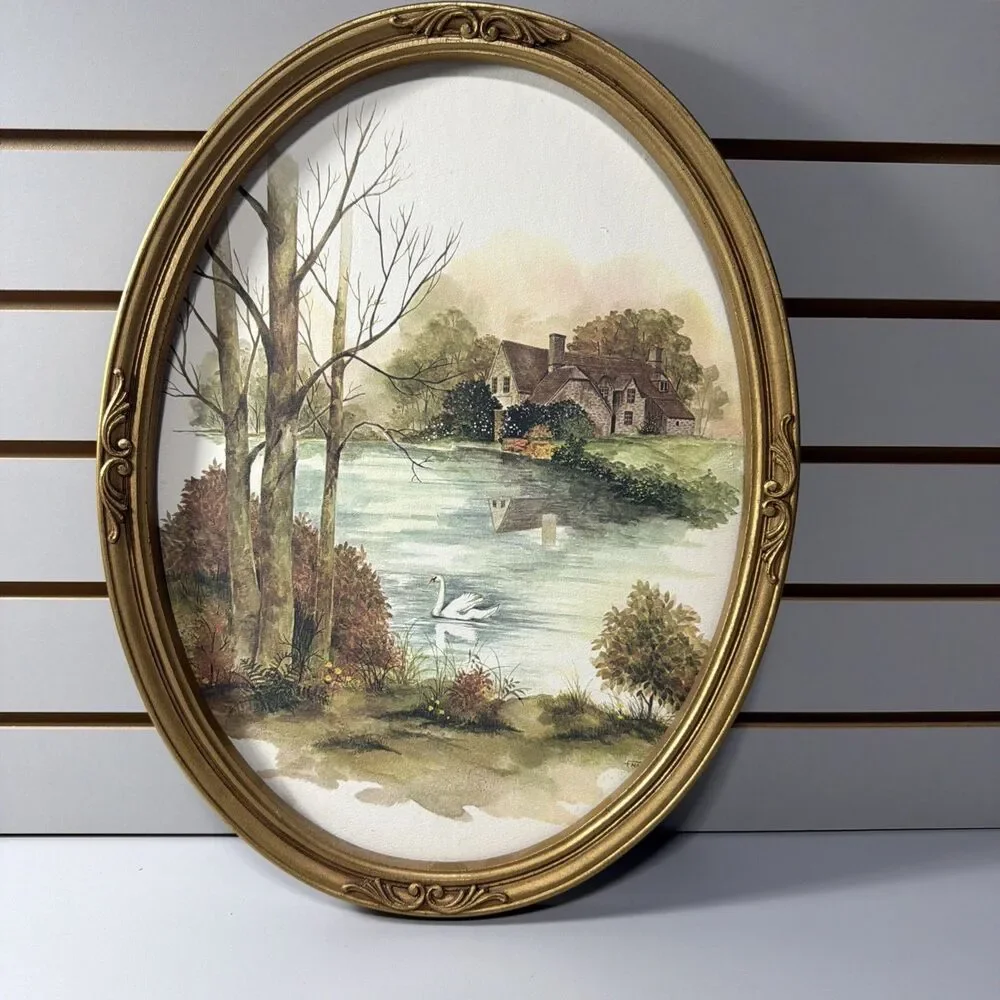 Vintage Homco Oval Watercolor Print F. Massa 13
